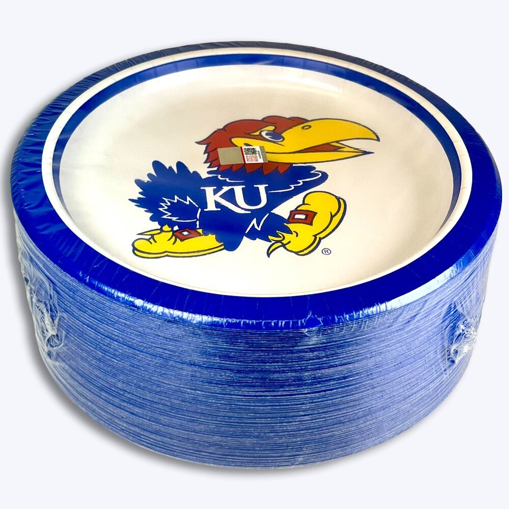University of Kansas KU Jayhawks Round 10" Paper Plates 85 Count Tailgate Party